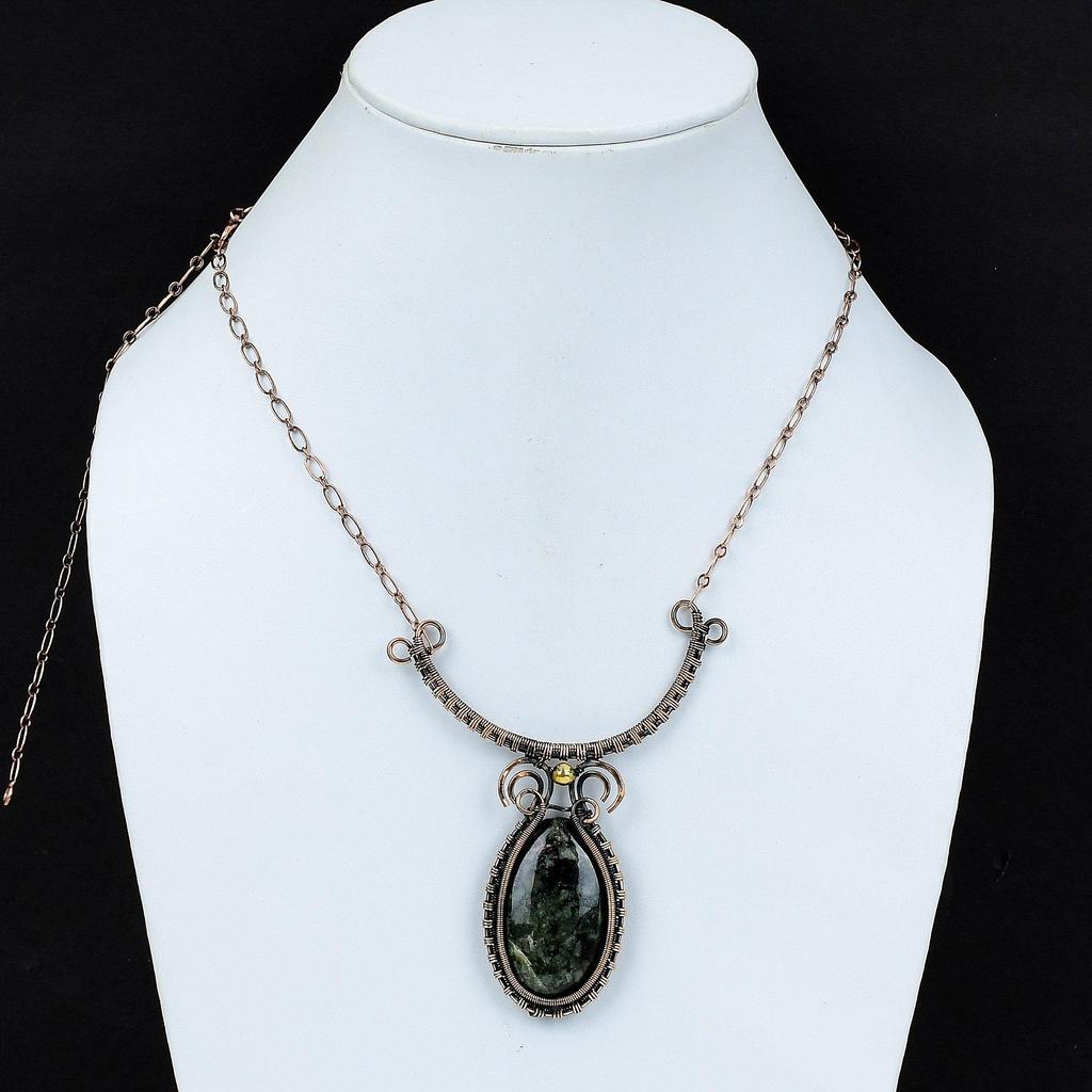 Eudialyte Necklace Copper Wire Wrapped Necklace Handmade Natural Gemstone Jewelry Adjustable Necklace Designer Copper Jewelry Gift For Women