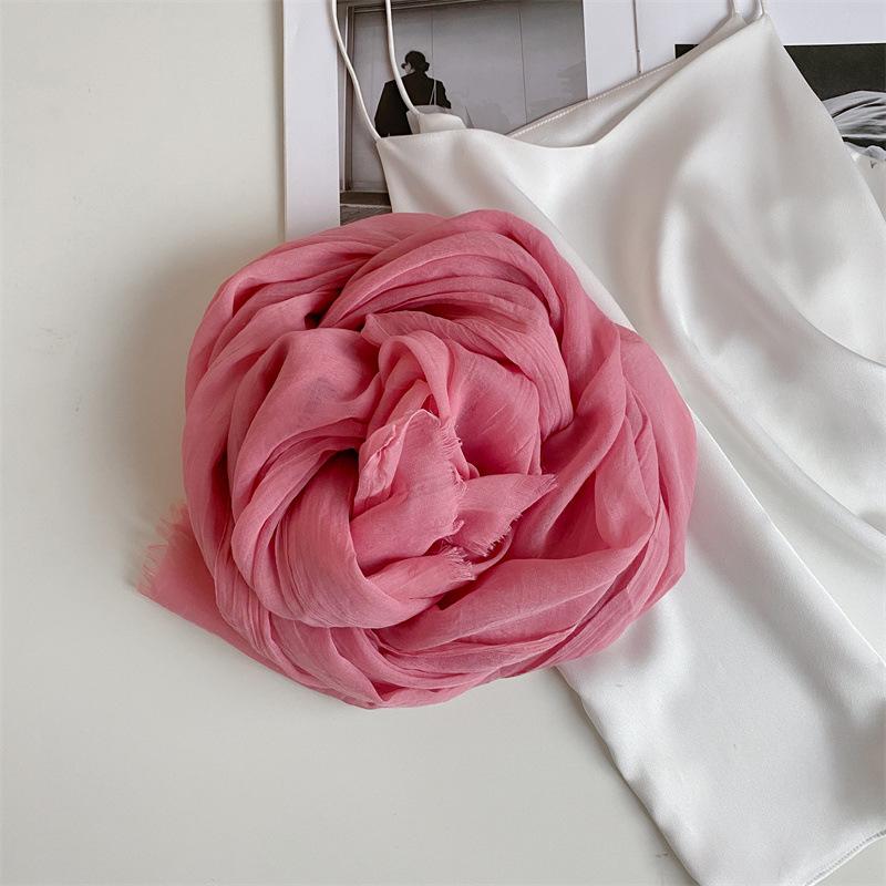 Thin Women's Desert Shawl Color Winning Cotton and Linen Beige Versatile Scarf Xinjiang Travel Sunscreen Scarf