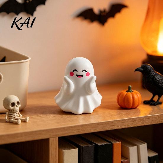 Novelty Office Desk Decor Halloween Ghost Pen Holder, Cute Mini Figurine Decor, Funny Desktop Cup Pencil Stand Ornament, Creative Organizer