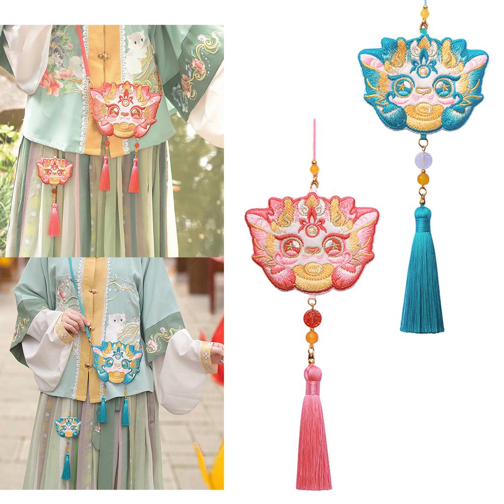 Empty Sachet Bag Chinese Dragon Year Cute Sachet with Tassel Embroidered Sachet Bag Jewelry Pouch Bag Hanfu Accessories