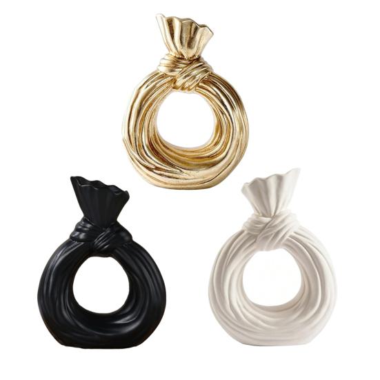 Resin Hollow Ring Vase, Small Knot Shaped Bud Vase for Pampas, Dried Flowers, Nordic Modern Decorative Vase for Tabletop, Entryway, Mantel, Wedding