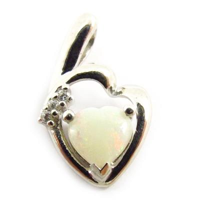 [E8674] - Artisan Silver Pendant 'Goddess Opal' Silver White (rhodium-plated) - 17x10 Mm