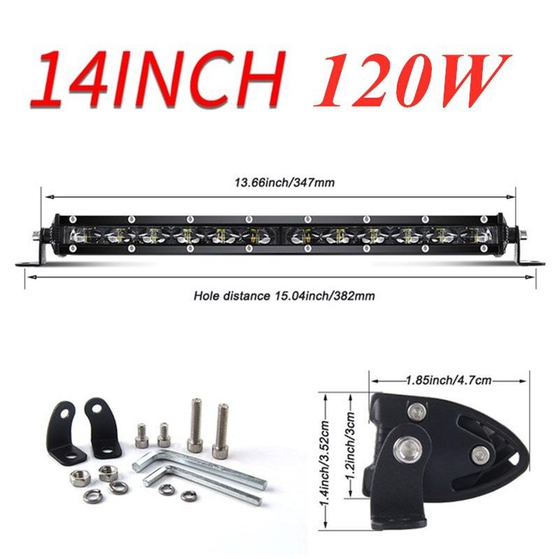 LED Ultra-thin Single-row Strip Light 6D Lens Off-road Front Bar Middle Net Auxiliary Lighting, Car Modification Spotlight