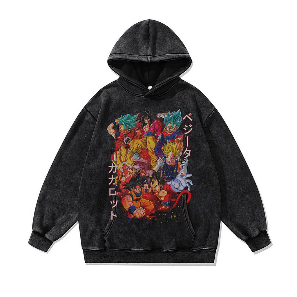 Niche Trend Cartoon Digital Direct Injection Printing Hoodie 430G Heavy Cotton Washed Sweater Men And Women Tide
