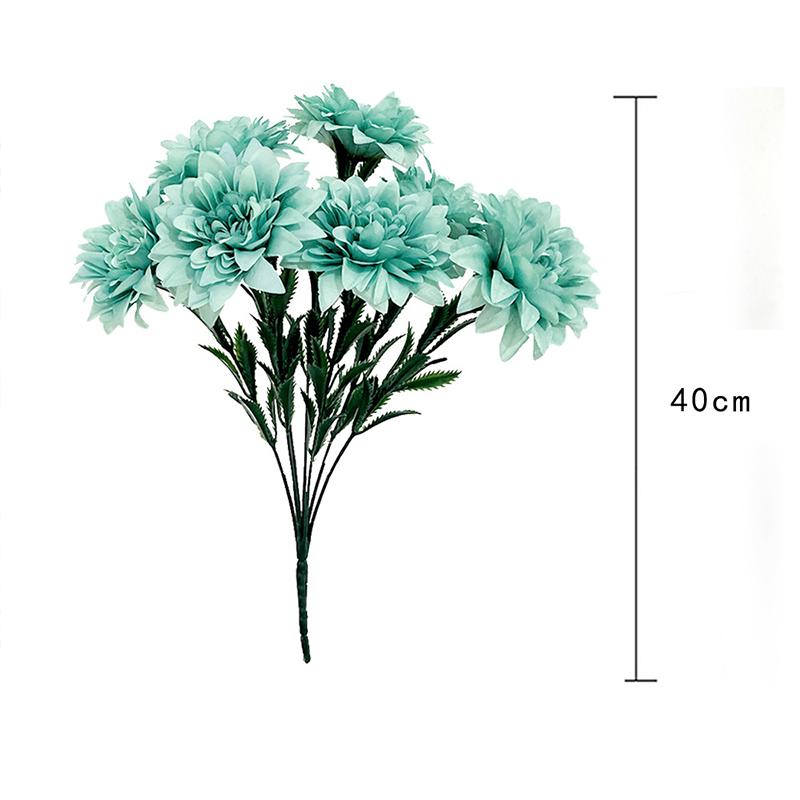 7 Heads Artificial Dahlia Flowers Bouquet Fake Silk Wedding Centerpiece for Table Decor Home Office Party Decoration Faux Flower