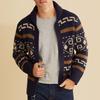 Autumn Winter New Men's Fashion Lapel Casual Cardigan Coat Long Sleeve Slim Jacquard Knitted Sweater