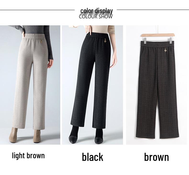 2025 Women's Korean Style Cashmere Micro-Flare Pants: Autumn/Winter, Plus Velvet, Warm, Thickened, Straight Leg, Flare