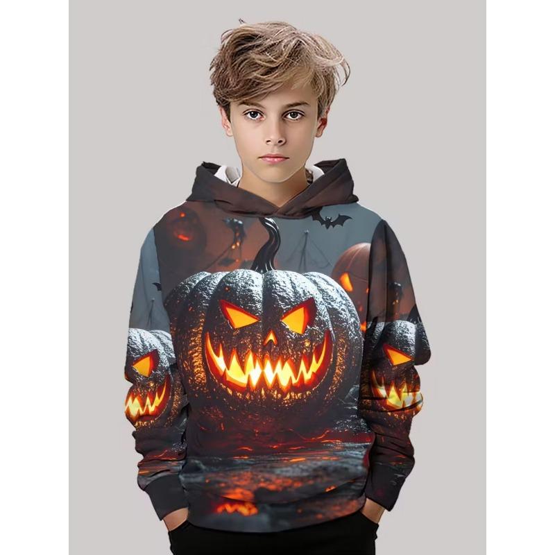 Kids Clothes Jack O' Lantern 3D Print Boys Sweatshirt Halloween Children Top Pumpkin Graphic Hoodies for Boy Children's Clothing