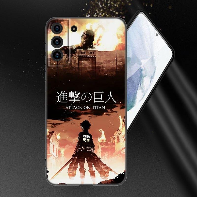Anime Attack On Titan Handyhülle für Samsung Galaxy S20 S21 FE S22 Ultra S10 Lite S10E S9 S8 Plus S7 Edge Weiche TPU Schwarze Hülle
