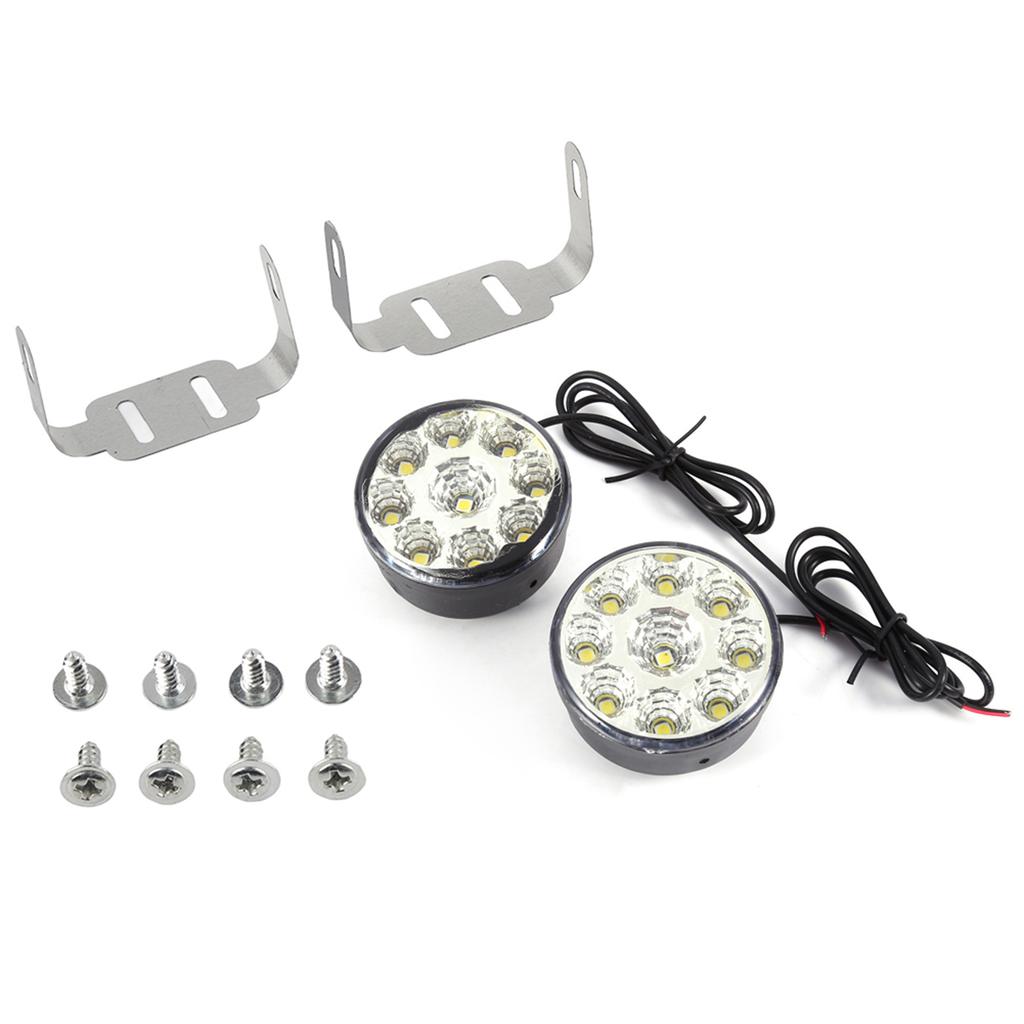 2X Car White 9‑SMD LED Daytime Driving Running Light DRL Fog Lamp Head Light Bulbs