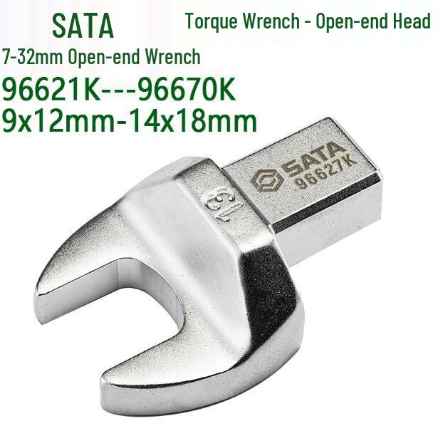 Adjustable Torque Wrench with Replaceable Open-End Heads, 9x12-14x18mm, 7-32mm, Models 96621K-96670K. Open-end Head 9MM 96623K