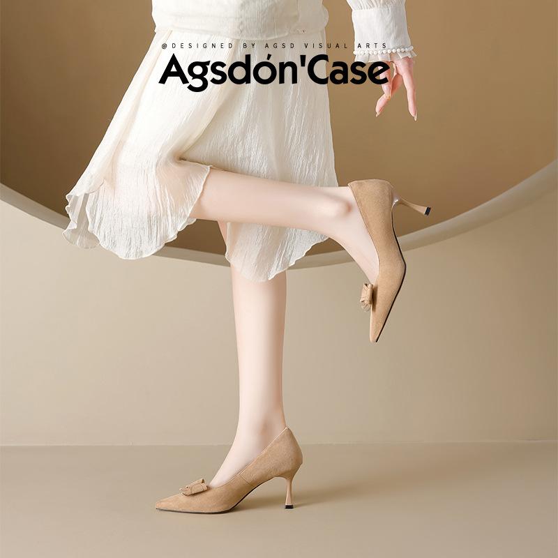 Augustine nude high heels women's 2025 new summer French beautiful thin heels not tired feet with skirts single shoes