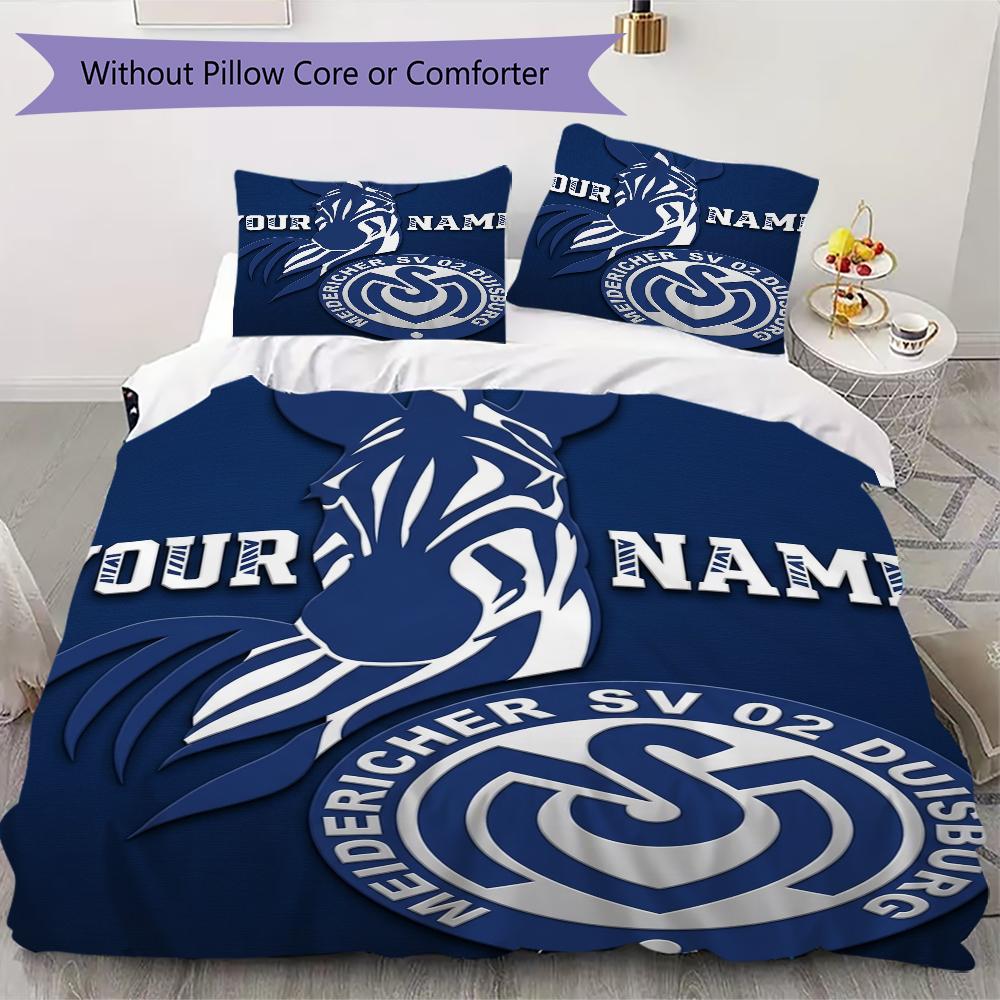 Benutzerdefinierte Bettwäsche MSV Duisburg, Steppbett-Set Bettbezug Kissenbezug Heim-Geburtstagsgeschenk(1 Bettbezug + 2 Kissenbezüge, ohne Füllung)_xia 135x200cm white