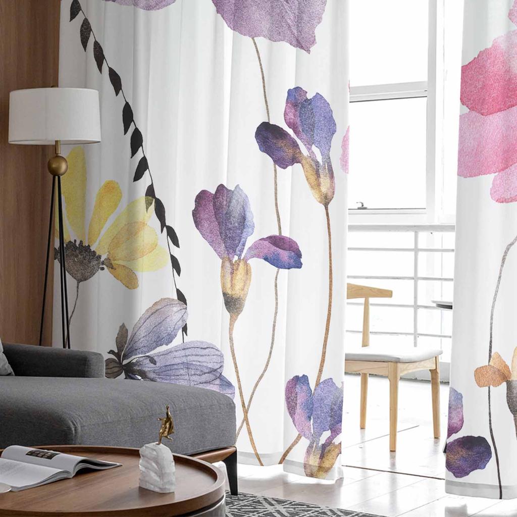 Sommerblumen Pflanzen Fliegende Schmetterlinge Ländlichen Pastoralen Stil Tüll Fenster Vorhänge Schlafzimmer Vorhänge in Wohnzimmer Chiffon Panele