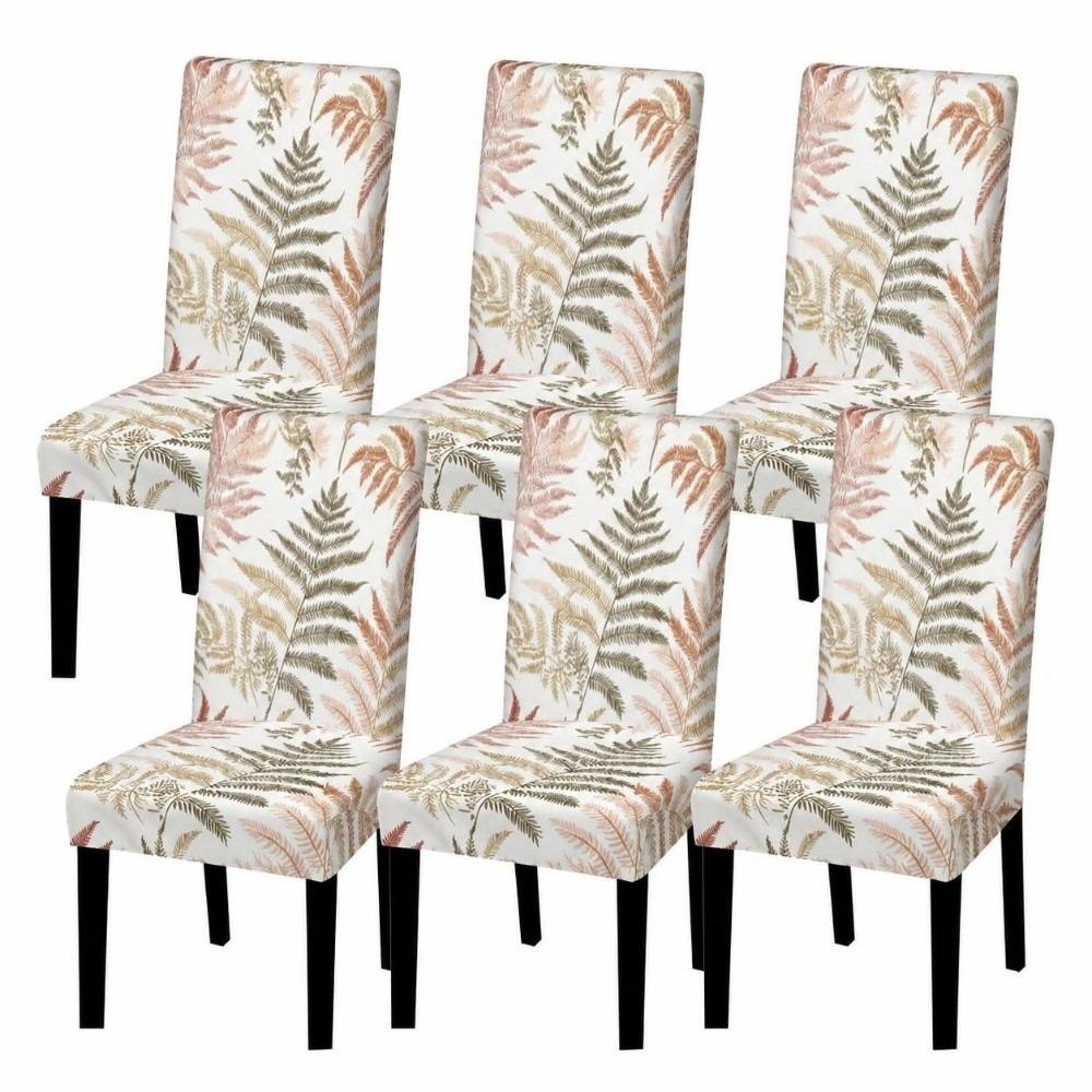 1/6pcs Full Cover Leopard Printed Chair Cover Elastic Leaf Stretch Chair Cover Non Slip Floral Fabric Chair Slipcover