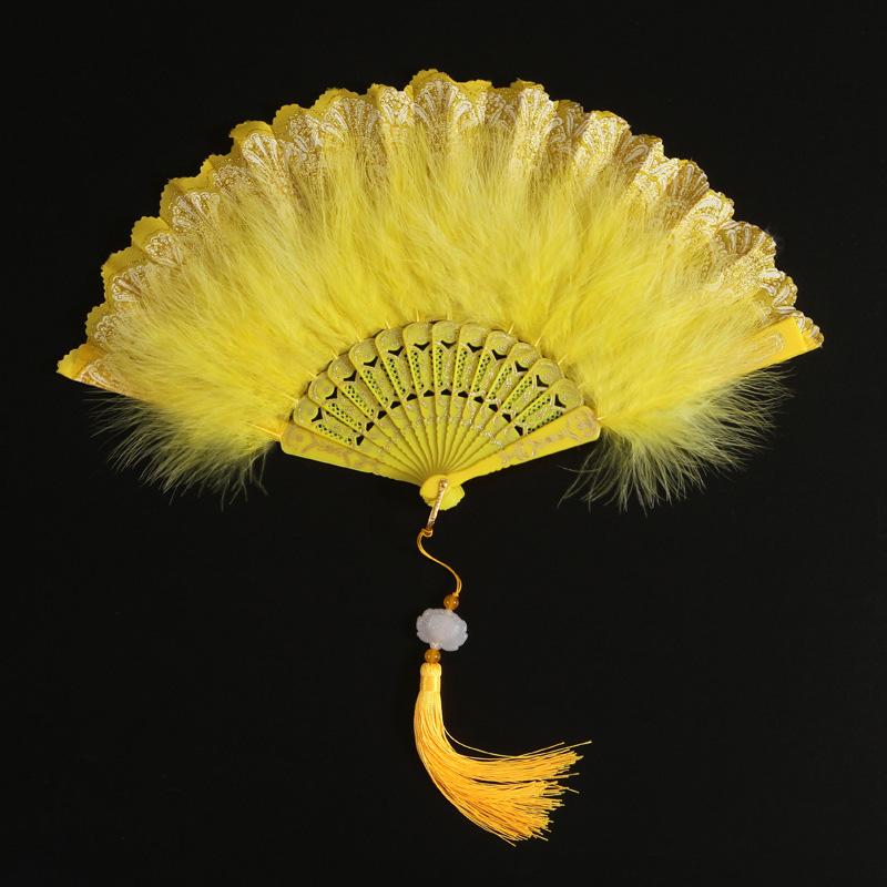 1PC Dance Hand Fan Party Decoration with Pendant Gothic Court Feather Lace Vintage Lolita Folding Fan