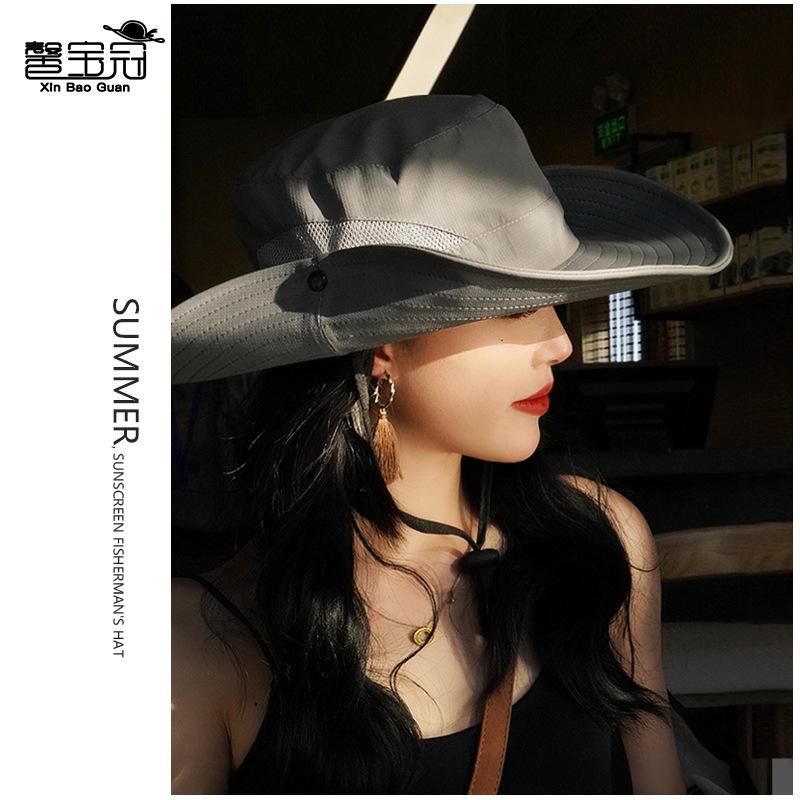 New Spring and Summer Big Eaves Sun Hat Outdoor Climbing Bucket Hat Breathable Versatile British Sun Hat Children