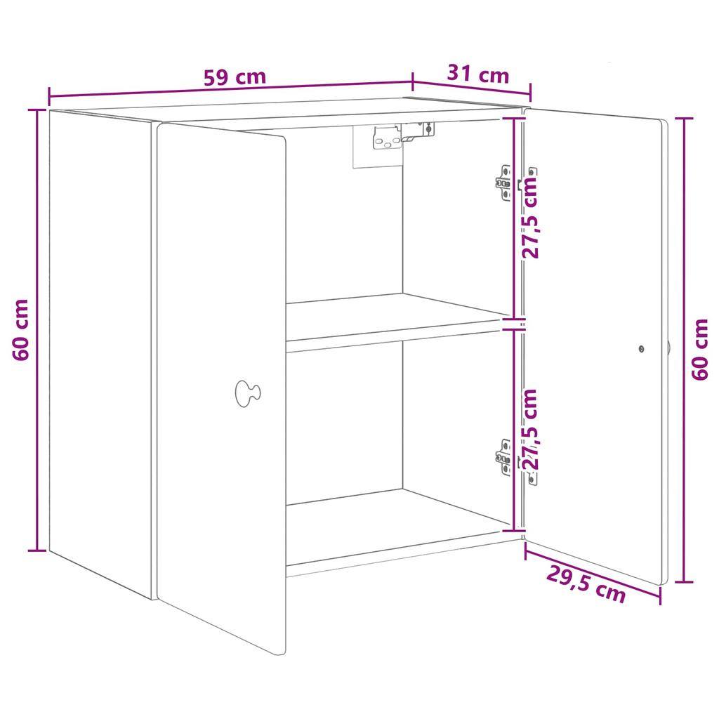 Wall Mounted Cabinet Reclaimed Wood Look 59 x 31 x 60 cm Particleboard