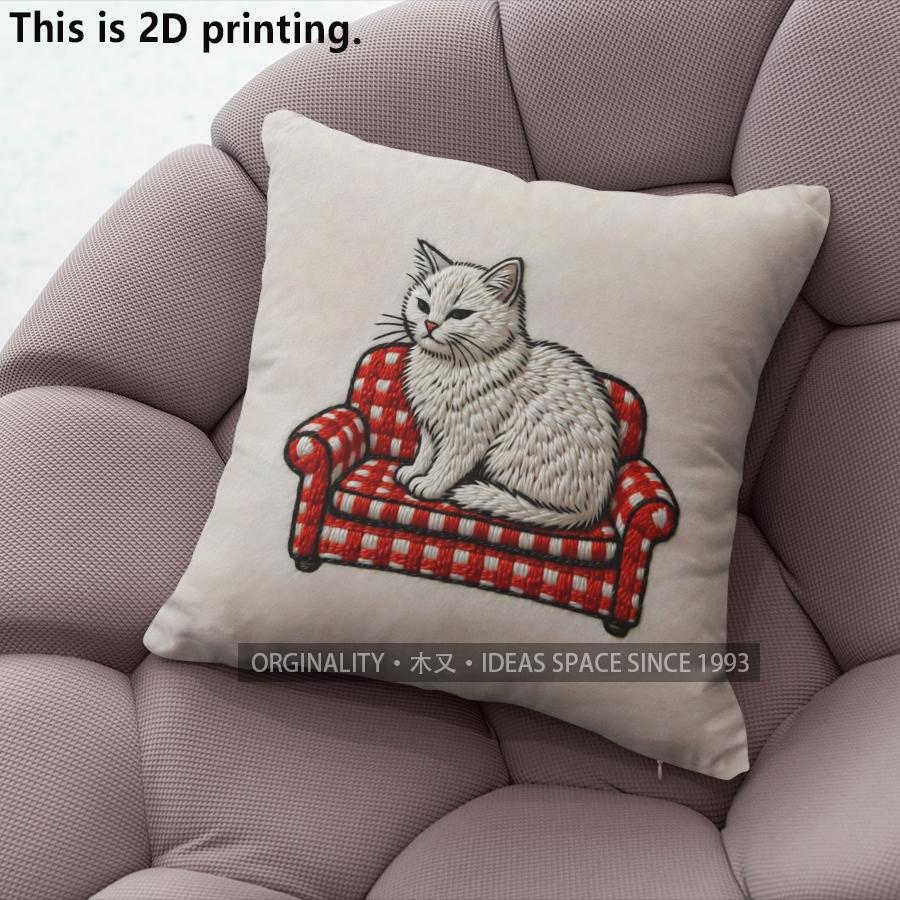 Cute Cat Printed Square Throw Pillow Case Decor Pattern Cushion Cover Suitable For Sofa Bedroom Car Pillow Cover