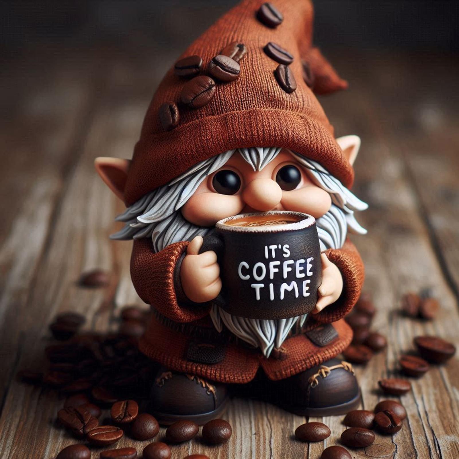 

Small Gnomes Figurines Handmade Desktop Statue Accessories Resin Gnomes For Dining Room Coffee-Themed Dwarf Decorations CN
