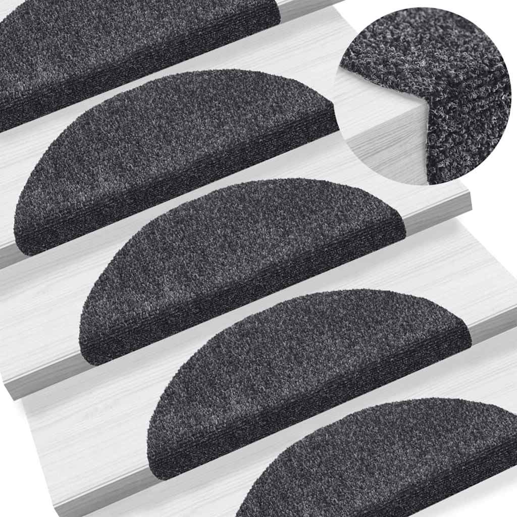 Self Adhesive Stair Treads 20 Pcs 56 X 17 X 3 Cm Dark Gray Semi Round