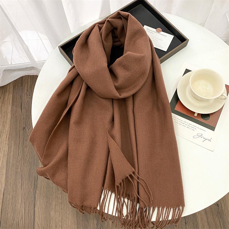 Luxury Brand Solid Women Cashmere Scarf Autumn Winter Warm Shawls Wraps Men Pashmina Tassels Scarves Female Foulard Poncho Stole