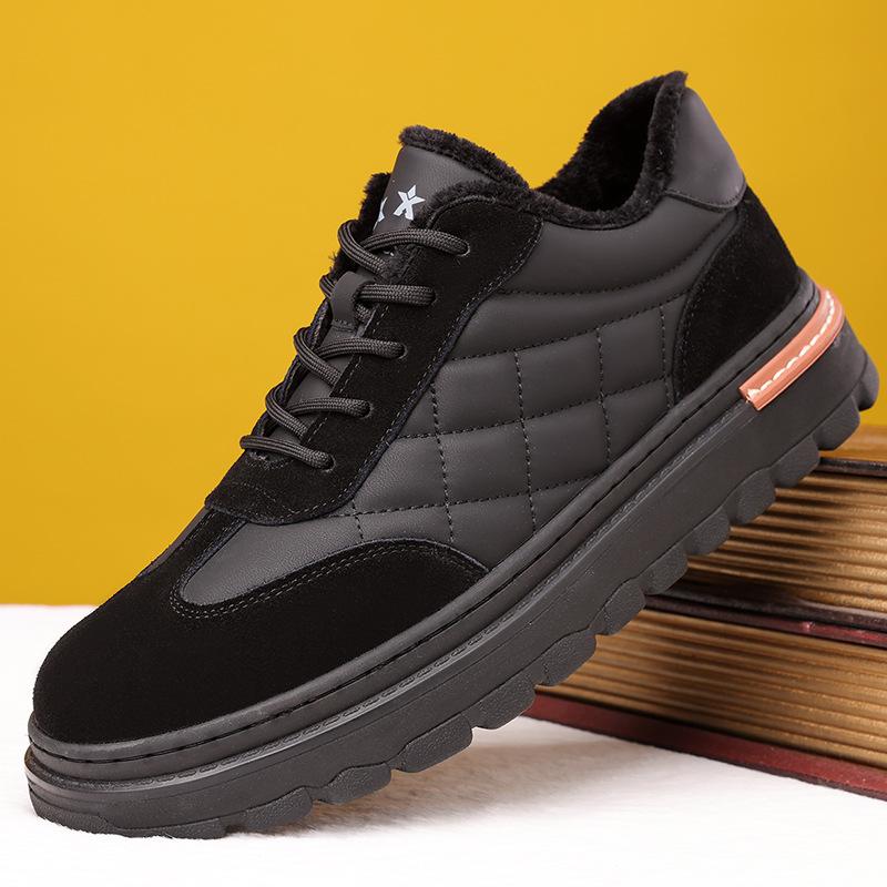 

Модные новые дизайнерские кожаные мужские хлопковые туфли осень-зима бархатные теплые модные повседневные ботильоны на платформе с мягкой подошвой мужские 38