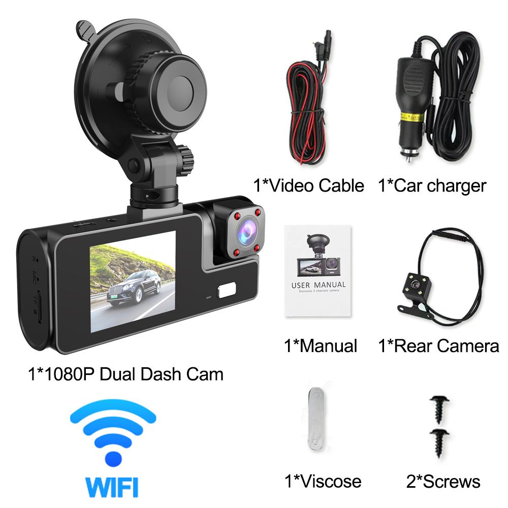 

3-канальный видеорегистратор для автомобилей, камера WIFI для автомобиля, видеорегистратор 1080P, внутренний автомобильный видеорегистратор, камера заднего вида, черный ящик, автомобильные аксессуары NONE
