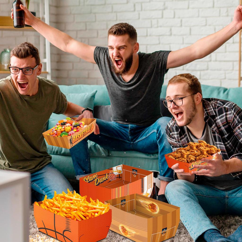 36pcs Basketball Party Decorations, Basketball Serving Trays Basketball Popcorn Tray Basketball Food Trays for Basketball Birthday Party Decorations