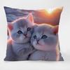 Cute Cat Pattern Decorative Pillowcase Living Room Bedroom Square Cushion Pillowcase