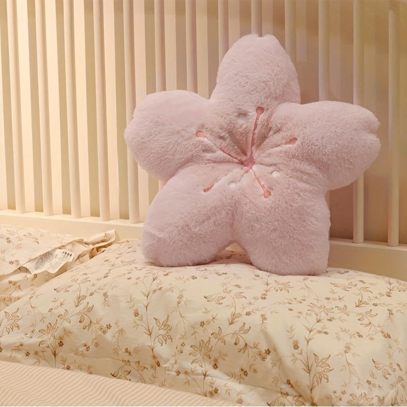 

Pink Floral Throw Pillow Chic Cherry Blossom Embroidered Polyester Cushion with Polypropylene Fill Hand Washable Multipurpose