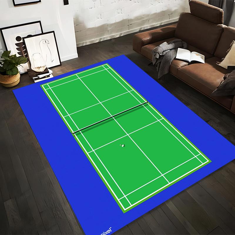 

Badminton Court Design Carpet with Green and Blue Color Pattern Suitable for use as an anti-slip for living room bedroom sofas 40x60cm( 15x23in )
