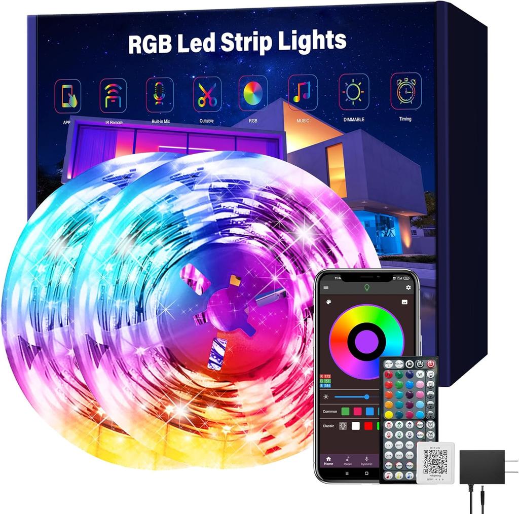 1-40M RGB LED Strip Light SMD5050 USB Powered Bluetooth APP Remote Control Flexible Tape for TV Backdrop Living Room Decor