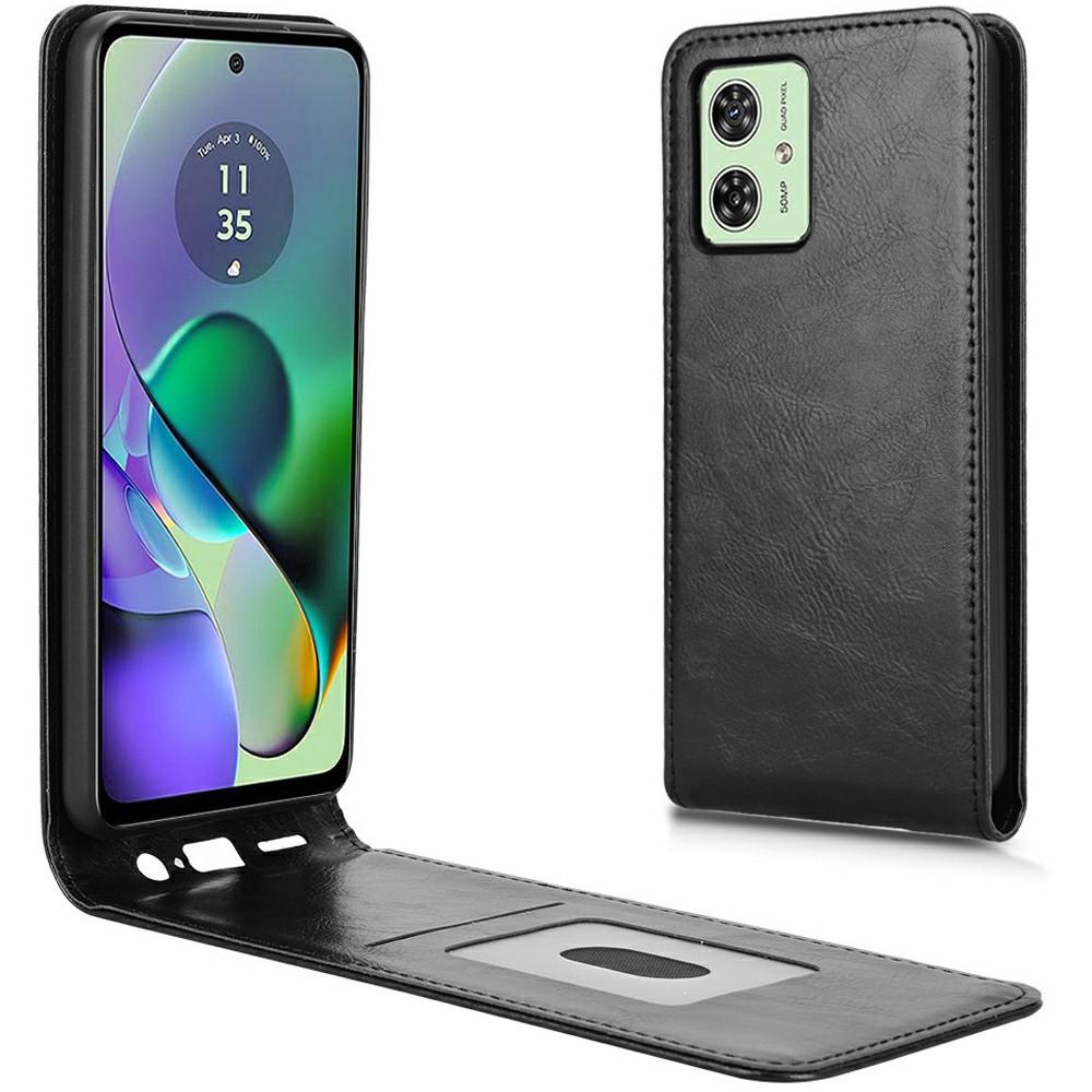 

Кожаный чехол для Motorola Moto G54 5G/G54 Power 5G/G64 5G/G64y 5G Магнитный вертикальный откидной чехол для телефона со слотом для карт Black