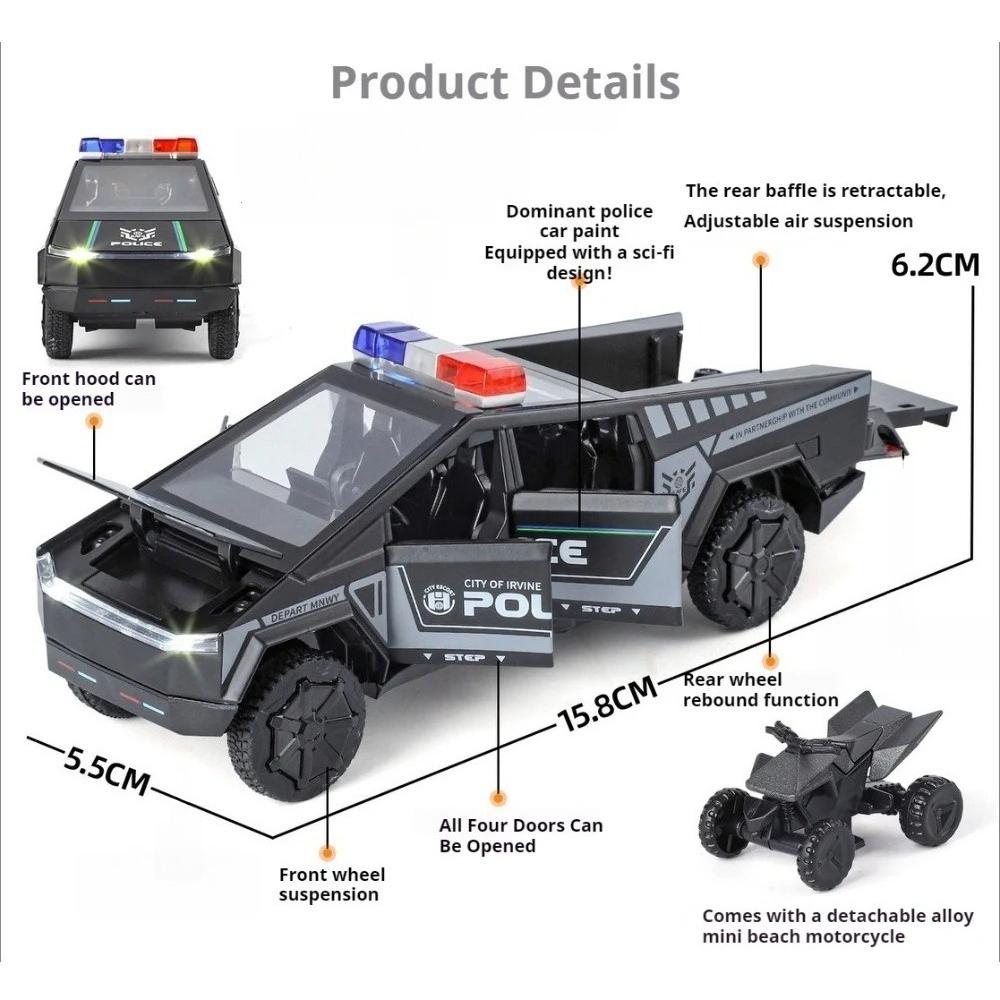 1:32 Pickup Model Toy Car Pull Back Doors Opened Off-Road Vehicle Alloy Die-Cast Rubber Tires Models Toys Home Decor Decoration