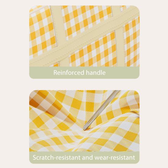 Quilt Storage Bag with Sturdy Zipper Reinforced Handles Plaid Print Large Capacity Non-woven Fabric Quilt Storage Organizer