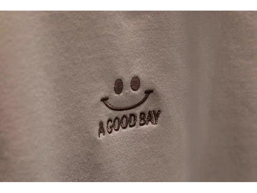 Plus Size 240 Jin Smiley Face Embroidered Raglan Long Sleeve Brushed Thermal Fleece Women's Fall/Winter Base Layer Top