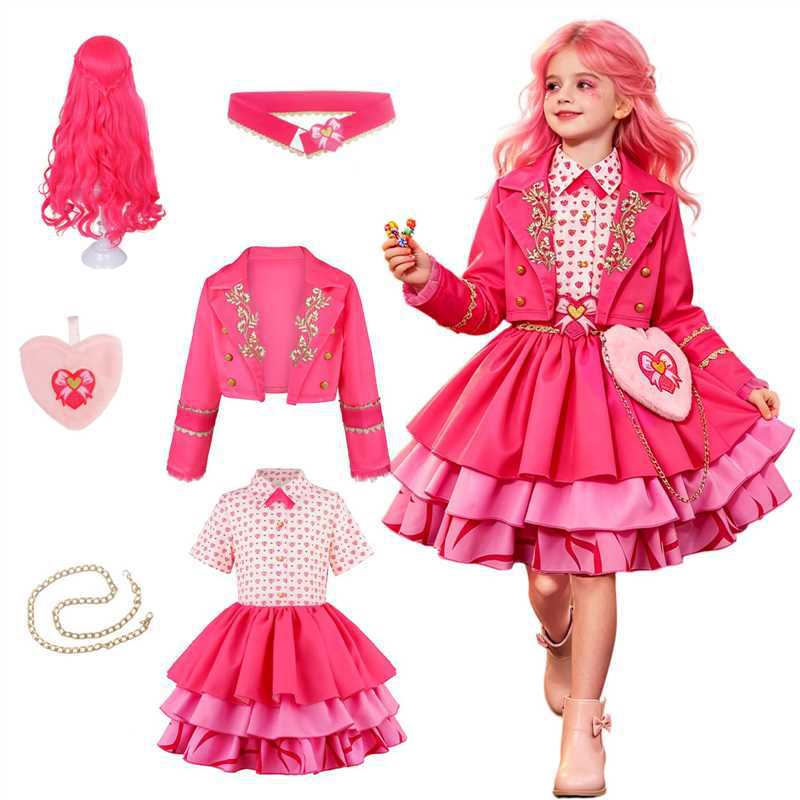 2026 New Hot Descendants Red Kids Dress Set Halloween Stage Performance Costume
