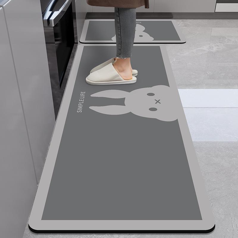 Marble Pattern Kitchen Anti-Oil Diatom Mud Mat: Water-Absorbing, Quick-Drying, Non-Slip, Easy-Care.