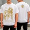 Sommer Neues Herren-T-Shirt mit Kreuzrittermuster, lässiges Oberteil, Baumwolle, Kurzarm, bequemer weicher Stoff