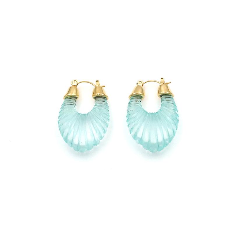Special For Niche Retro Transparent Resin Earrings, High-End Fashion Transparent Color V-Shaped Ear Buckles