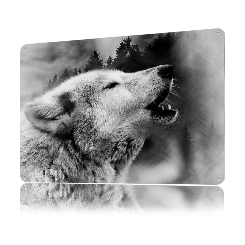 White Wolf Tinplate Poster Customized Wall Art Retro Vintage Metal Signs for Fans Custom Plate House Decoration Home Decor Items