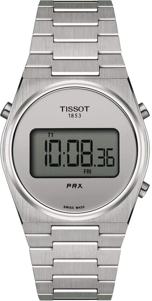 TISSOT PRX Digital 35mm Unisex Watch with Silver Dial and Bracelet (T1372631103000) [Official Import]