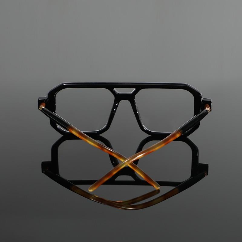 Nicht polarisierte Herren Stilvolle Blaulichtbrille - Großes Gestell, Doppelbrücken-Design mit Nietendetail, Vintage Quadratische Computerbrille