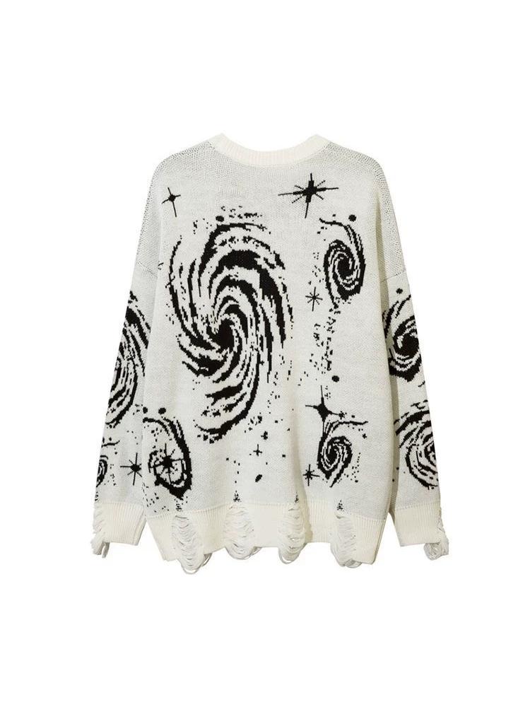Winter Retro Abstract Loose Knit Pullover Sweater
