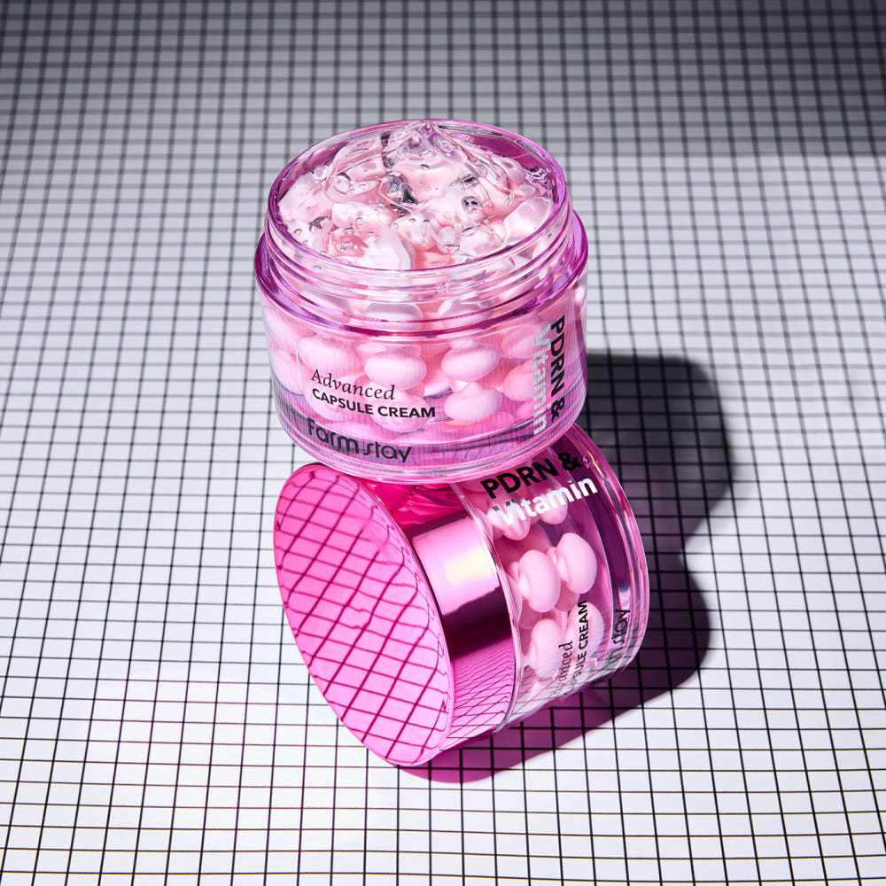 Farmstay Crème Avancée à Capsules PDRN & Vitamine 55ml ADN de Sodium PDRN Niacinamide Peptide Vitamine C Hydratant Raffermissant