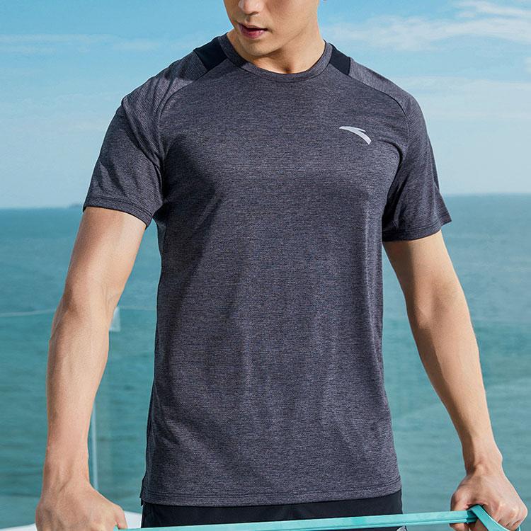 Anta Comprehensive Training Series SS22 Fitness Running Quick-Dry Short Sleeve T-Shirt And Shorts Set Men Sets Black Gray 952227201-5