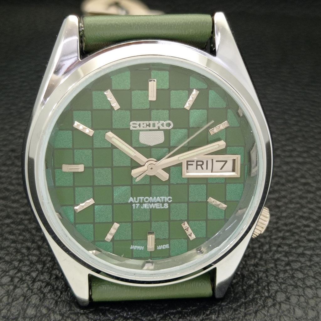 REFURBISHED SEIKO 5 AUTOMATIC MENS WATCH JAPAN MADE GREEN DIAL CUSTOM A440116-2 QV90-a440116