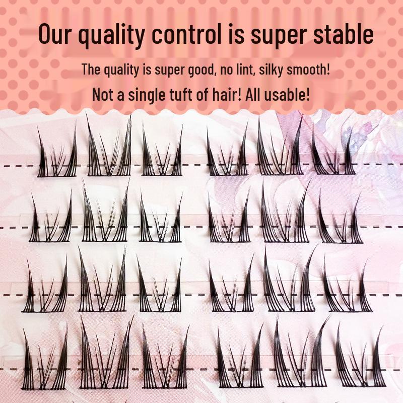 Yue Jiao Night Cat Elf Eyelashes - Natural, Segmented, Single Cluster Lashes for a Photogenic Cat Ear Look.
