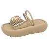 Thick Bottom Step On Shit Wear Summer Bow 2025 New Slippers Rhinestone Feeling Female Outer Drag with Skirt Non-slip Sandals